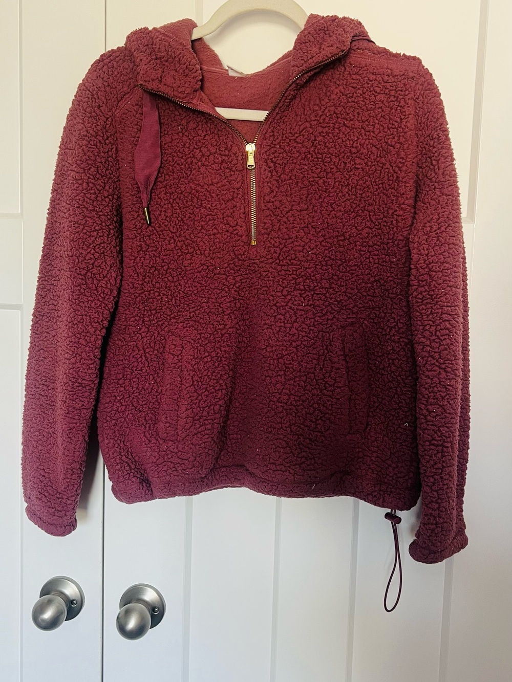 Old Navy Women's Sherpa Half-Zip Hoodie - Burgundy